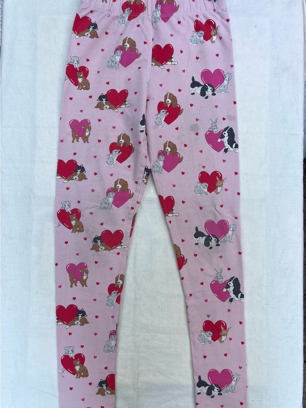 Mini Boden Girls' Pink Heart & Puppy Print Leggings 10/11